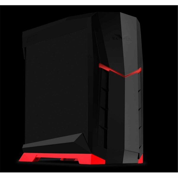 Dynamicfunction Black with Red ATX Tower Case with 90 deg Plus Window DY3207975
